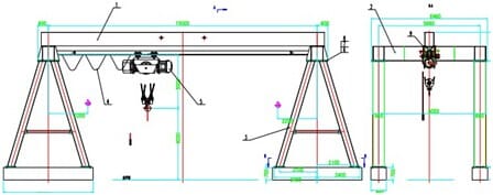 Grua de pórtico modelo fixo