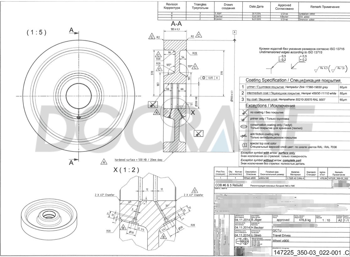 Flanşsız O900mm tekerlek