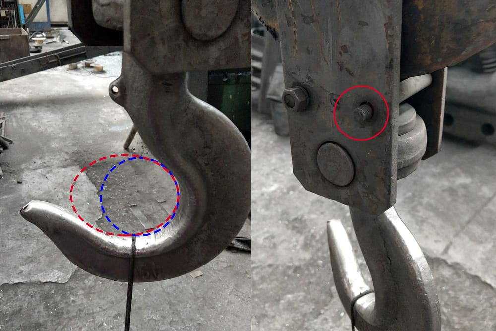 Excessive opening Dislodged anti detachment device Missing hook plate bolts