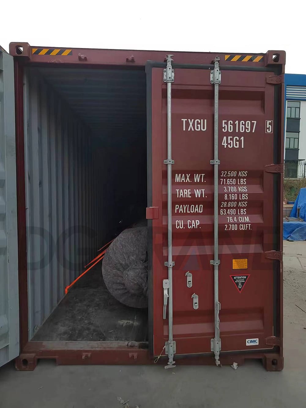 finished wire rope drum container load