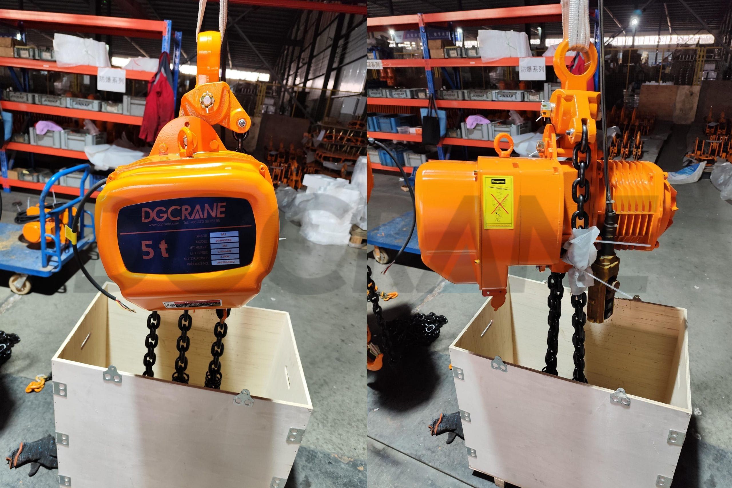 5 toneladang electric chain hoist na naka-scale