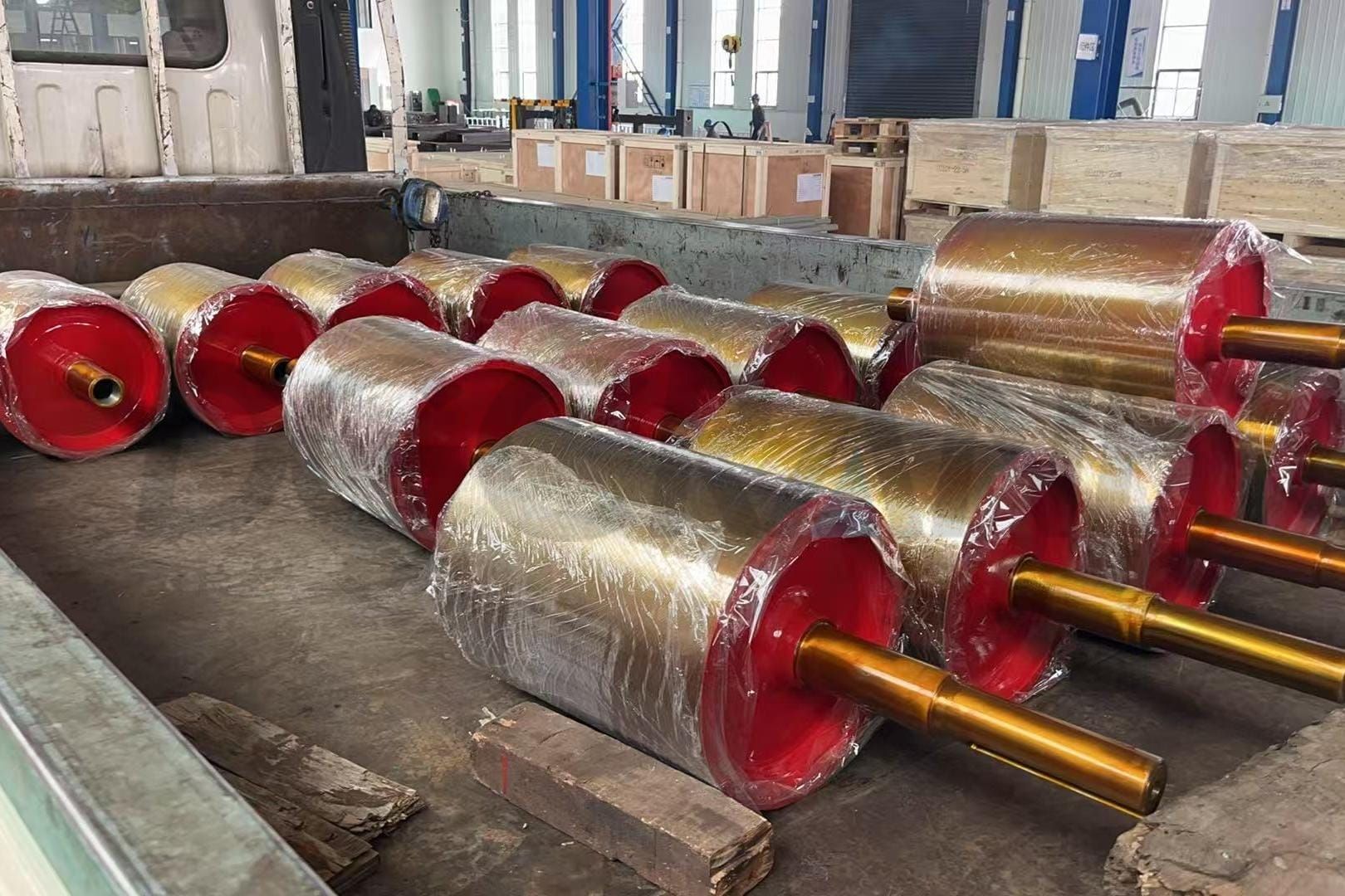 Rolos de suporte de guindaste com eixo 1