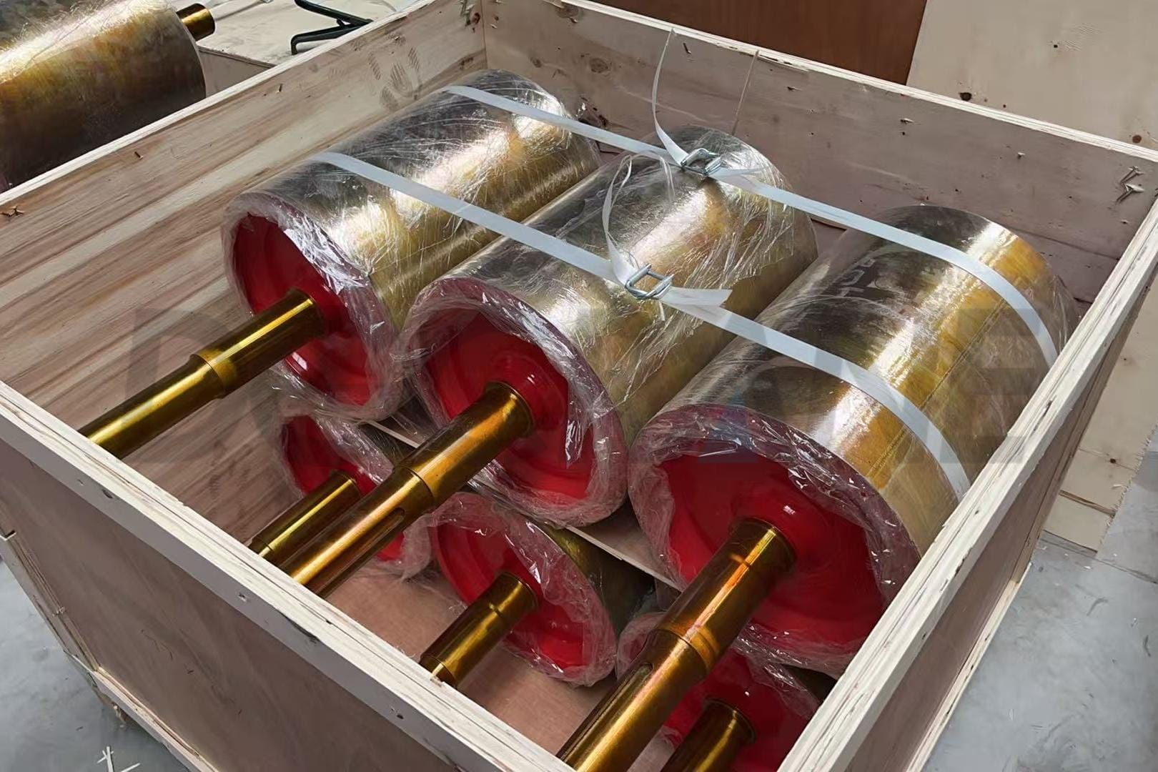 Rolos de suporte de guindaste com eixo