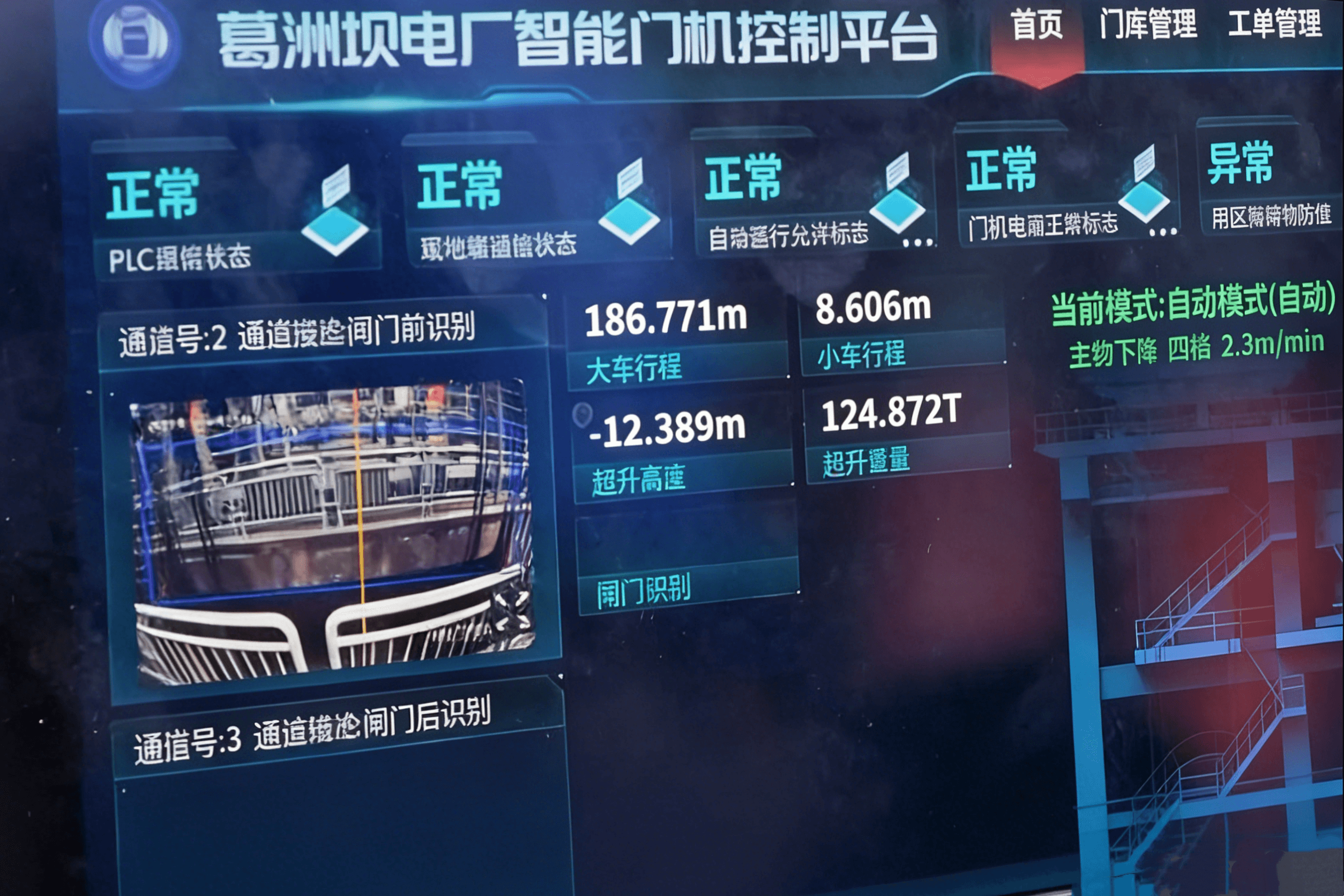 Kren Gantry Pintar Stesen Hidrojanakuasa Gezhouba bertanda air